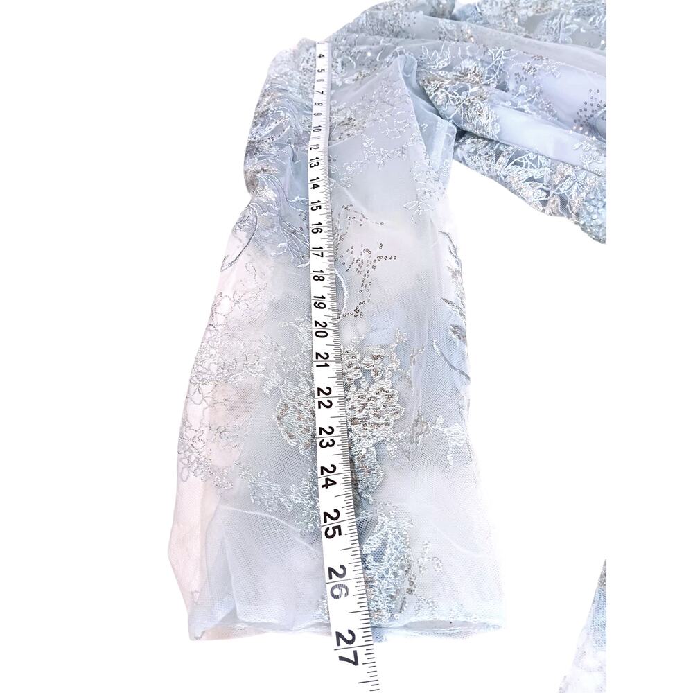 MAC DUGGAL Dress NEW Plus 24 Blue Lace Illusion Modest Midi Tea Length Embroider - Picture 8 of 10